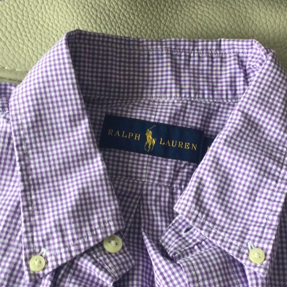 Ralph Lauren, purple checked, LS, M , shirt